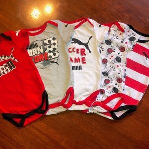 3-6 Months PUMA Matching 5pc Soccer Theme Onesies